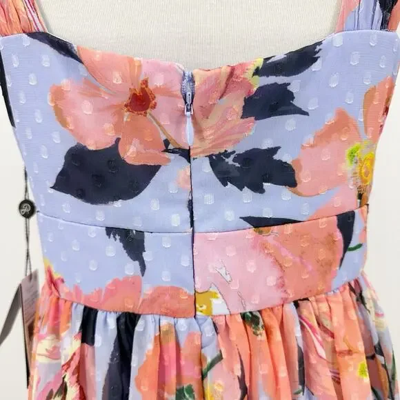 Adrianna Papell Womens Maxi Dress 6 Floral Chiffon Formal Gown Wedding Guest - Picture 4 of 11